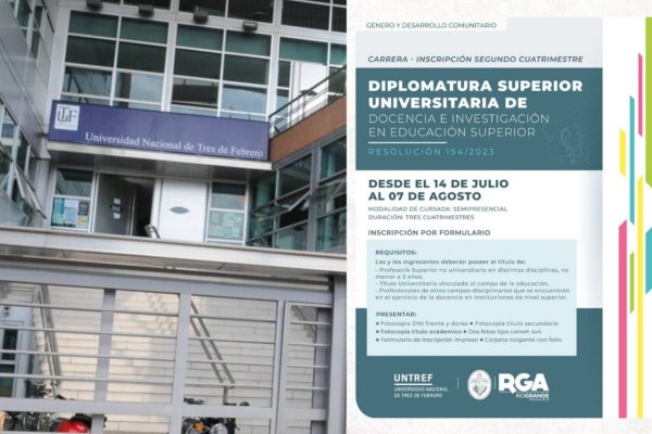 Inscripciones para la Diplomatura Superior Universitaria de docencia e investigación en Educación Superior
